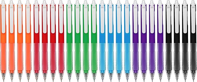Linbsunne Ballpoint Pens Medium Point 1mm Black Pen with Super Soft Grip Ball Point Pen for Men Women Retractable Pens (Style2, 24-pack)