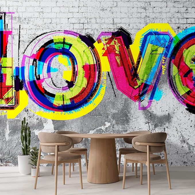wall26 Wall Sticker/Wall Mural Colorful Graffiti, Not Peel and Stick, Non-Woven Wallpaper Decorative for Bedroom, Living Room, Office - 96x144 inches
