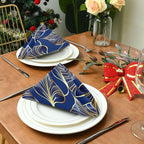 ALAZA Art Deco Floral Royal Blue & Gold Cloth Napkins Set of 1, 20x20 Inch Washable and Reusable Napkin for Decoupage Dinner Party Everyday Use