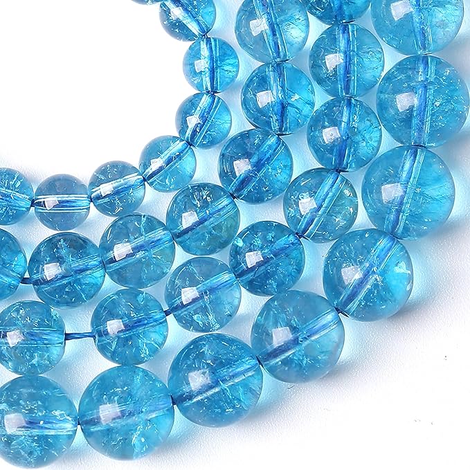 6MM Blue Crystal Quartz Beads Natural Gemstone Round Loose Stone Beads for Jewelry and Bracelets Making 120pcs 2 Strands 32"
