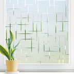 DOWELL Window Privacy Film Frosted Glass Window Film, Sun Blocking Non-Adhesive Glass Cling, Decorative Door Sticker, Self Static-Cling Tint Covering for Home Office, Cross Pattern 17.5" x 118.1"