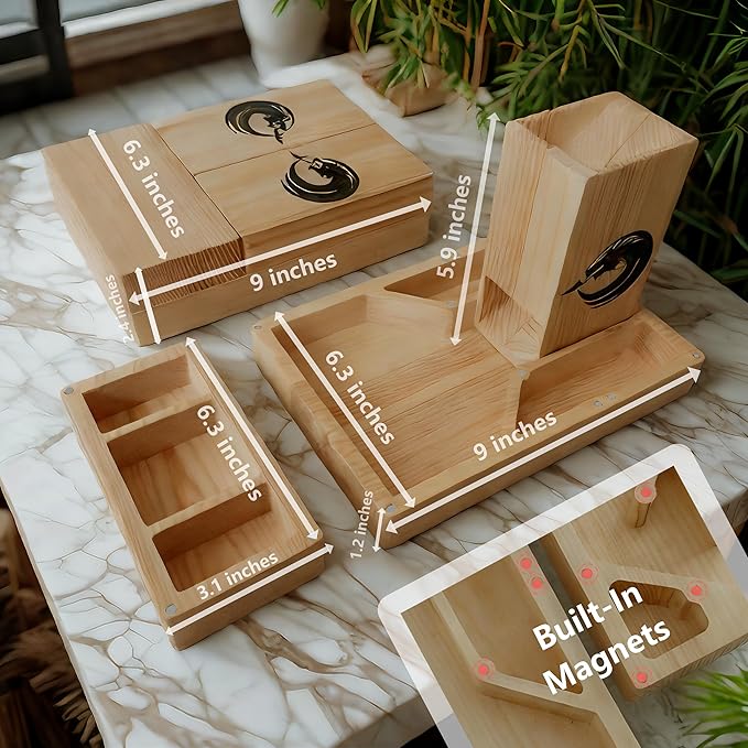 Wooden Dice Tower, DND Dice Roller with Tray, Portable Magnetic Die Roller Castle for Dungeons and Dragons, Board Game, D&D Tabletop Game and RPG Games
