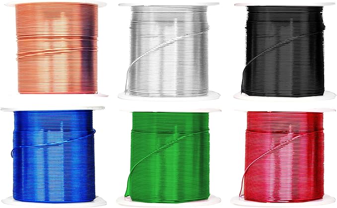 Mandala Crafts 22 Gauge Anodized Aluminum Craft Wire for Jewelry Making - 450 FT Colored Flexible Silver Copper True Blue Black Red Kelly Green Wire - Bendable for Bonsai Armature Crafting Sculpting