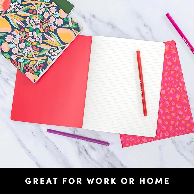 PAPERAGE Soft Cover Lined Journal Notebook, 2 Pack, (Cherry Blossom), 100 Pages, Large 7.5 inches x 9.5 inches, College Ruled, Ideal for Note Taking & Travel Journal