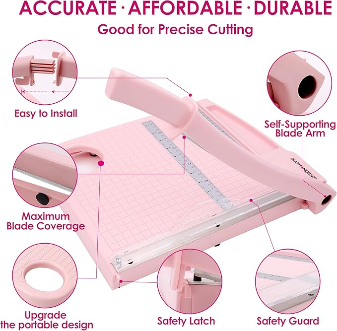 12" Guillotine Paper Cutter,Paper Trimmer Accurate Cutting with with Safety Protection and Blade Lock,12 Sheets Capacity, Perfect for Cardstock, Cardboard, Photos, Vinyl, Crafts,Scrapbooking