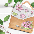 ORIGACH Realistic Magnolia Flower Stamps and Die and Layering Coloring Stencil Bundle for Card Making Album Arts Crafts Supplies