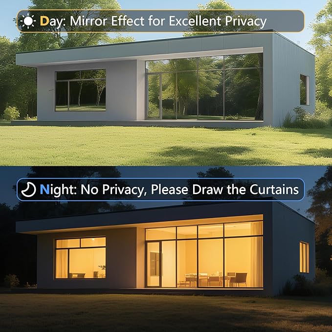LEMON CLOUD One Way Window Privacy Film See Out Not in Reflective Mirror UV Window Cling Sun Blocking Heat Control Glare Control with Tools,23.6 Inch x 157.4 Inch