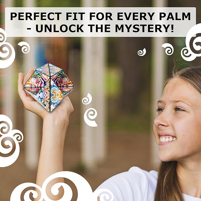 Shashibo OCTA Shape Shifting Sensory Fidget Toy – Magnetic STEM Brain Teaser Game Gift for Smart Kids 8-12, Teens and Adults with endless shape possibilities – Pairs All Shashibo Cubes (Atlantis)