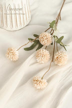 Floroom 5pcs Beige Faux Silk Mums Artificial Flowers, Bulk Fake Small Mini Chrysanthemums with Stems for DIY Champagne Wedding Centerpieces Floral Arrangements Vase Fillers Home Decorations