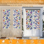 Window Privacy Film Stain Glass Window Film Rainbow Window Film Window clings Non-Adhesive Reusable Decorative for Room (Stained Leaf, 23.6 x 78.7 in)