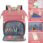 Crochet Backpack,Knitting Bag Backpack Yarn Storage Organizer Travel Crochet Bag with USB Charging Port,Yarn Storage Tote Bag Yarn Holder Case for Knitting Needles,Crochet Hooks,Crochet Accessories