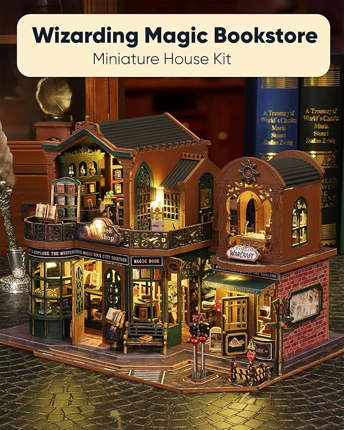 DIY Miniature House Kit, DIY Dollhouse Kit for Adults to Build, Mini Magic House Miniature kit, Model Building Craft Diorama Kit, Ideal Gifts for Birthday Halloween Christmas(Magic Book Shop)