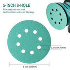 5-Inch 8-Hole Wet Dry Sanding Discs 400 Grit, Polyester Film Backed Heavy-Duty Hook and Loop Sandpaper for Random Orbital Sander, 50-Pack