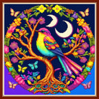 Dimensean Stamped Cross Stitch Kits Full Range of Embroidery Patterns Starter Kits for Beginners Adult or Kids DIY Cross Stitches Needlepoint Kits 11CT-Bird Flower 17.7x17.7 inch