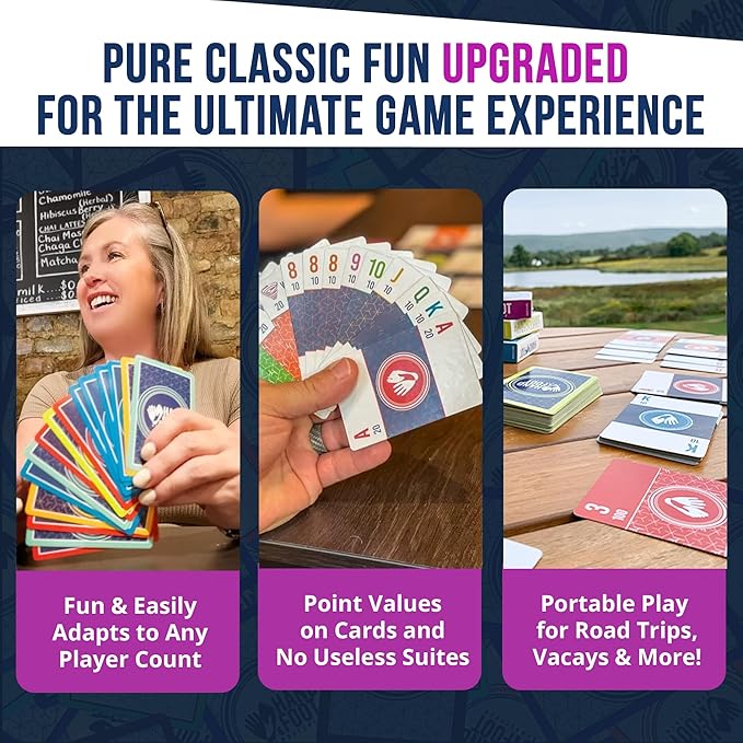 Hand & Foot Remastered 8 Player Edition + Bonus 120-Page Scorepad – Card Game for Adults & Families