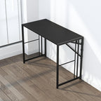 Narrow Folding Computer Desk 35 inch, Writing Gaming Computer Desk for Small Spaces, No Assembly Required Small Office Table, Black