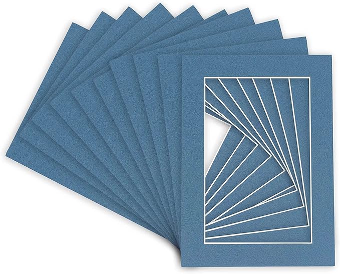 11x14 Mat for 8.5x11 Photo - Precut Steel Blue Picture Matboard for Frames Measuring 11 x 14 Inches - Bevel Cut Matte to Display Art Measuring 8.5 x 11 Inches - Acid Free Pack of 100 MATS