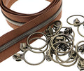 Leekayer #5 Antique Brass Metallic Nylon Coil Zippers by The Yard Bulk 10 Yards with Ring Pulls(Brown Tape with 25pcs Brass Sliders for DIY Sewing Tailor Craft Bag(Brown)