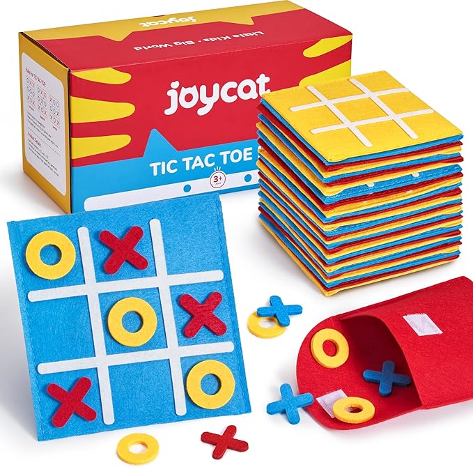 JoyCat Tic Tac Toe Strategic Board Game for Kids and Family,Birthday Party Favors,Goodie Bag Stuffers,End of Year Student Gifts with Envelope,Easy to Store(Bulk Pack of 48)