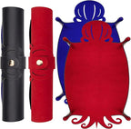 SIQUK 2 Pieces Octopus Dice Rolling Tray PU Leather Dice Mat Folding Scroll Dices Holder Trays for D&D RPG Games (Blue, Red)
