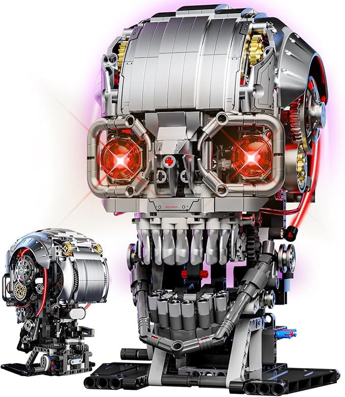 Mechanical Skull Building Set, Horror Ghost Zombie Skeleton Head Toy Home Decor, Creative Halloween Birthday Gift Toy for Adults Teens Boys Age 12+ (1099 PCS)