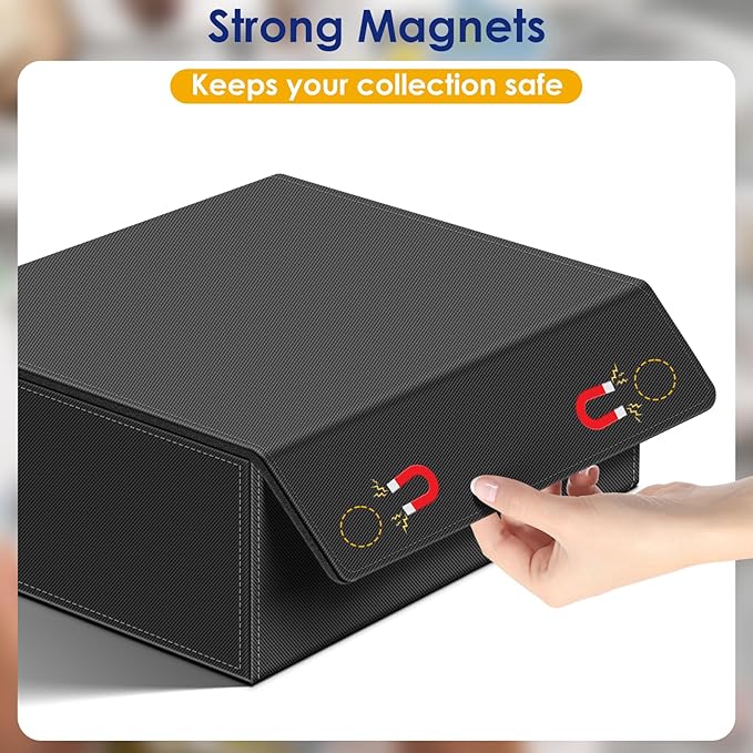 Homthy 1800+ Card Deck Case for Trading Cards, Leather Magnetic Closure Commander Card Storage Box Magic Card Protectors Fit for MTG TCG and Sport Cards