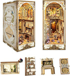 Book Nook Kit, DIY Miniature Dollhouse Kit Book Nook, 3D Wooden Puzzle Bookends for Bookshelf Insert Decor with LED Light for Teens and Adults (Baroque Dreams)