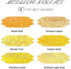 CSY art gallery Metallic Acrylic Paint Ink-Water Resistant Drawing Inks Set-24K Gold Alcohol Ink-Mica Paint for Resin, Rock,Markers Refill,Wood,Crafts (Fallen Leaves Starlight Set)