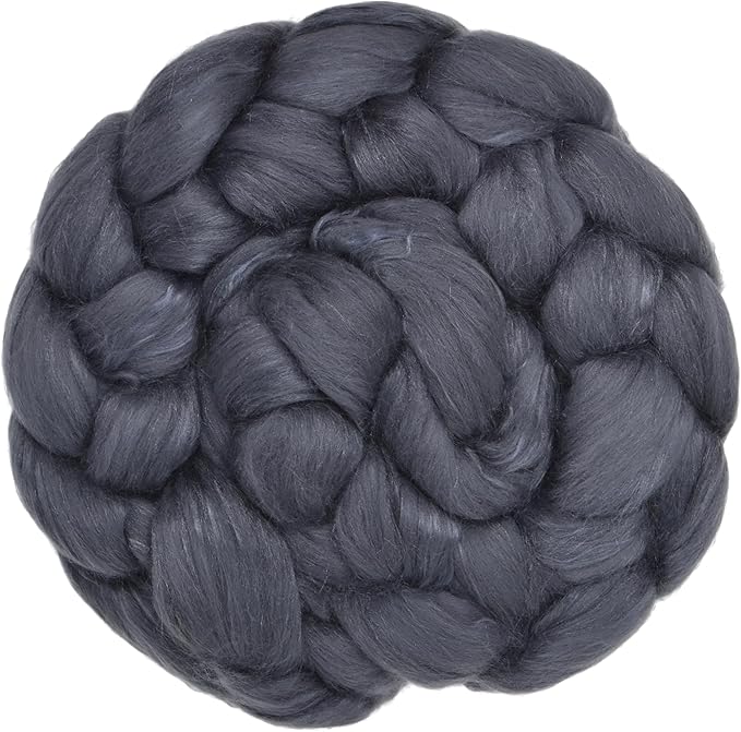 Merino Silk Luxe Tonal Designer Blend. Superfine Merino, Mulberry Silk, Tussah Silk. Top Roving for Spinning or Felting. Moon Shadow 1oz