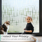 DOWELL Window Privacy Film Frosted Glass Window Film, Sun Blocking Non-Adhesive Glass Cling, Decorative Door Sticker, Self Static-Cling Tint Covering for Home Office, Cross Pattern 35.4" x 78.7"
