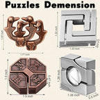 Wettarn 9 Pcs Metal Brain Teaser Puzzles Teaser 3D Steel Puzzle for Adults Unlock Interlocking Games IQ Education Smart Logic Test Toys for Adults Mind Challenge(Diverting Style)