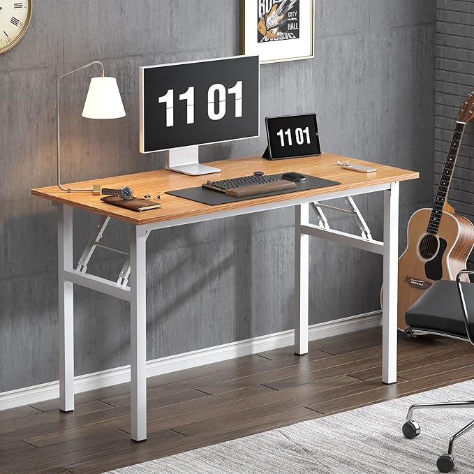 Need 47 inches Computer Desk Office Desk Folding Table with BIFMA Certification Computer Table Workstation,Teak White AC5BW-120