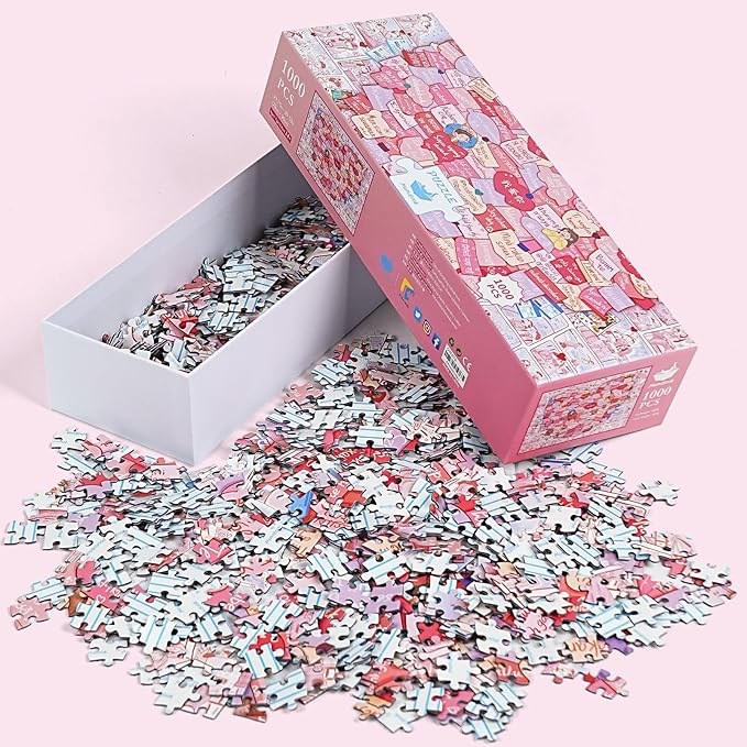 MOMIBOOK Puzzles for Adults 1000 Pieces Jigsaw Puzzles of This Little Thing Called Love, Painting Image Challenging Hard Impossible Hard Puzzle Unique Funny Christmas Valentine's Birthday Gifts