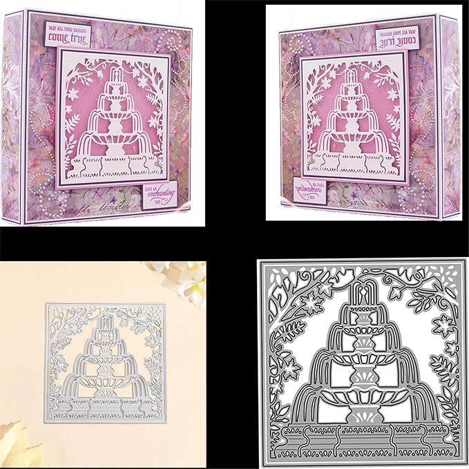 Cutting Dies Metal Stencils Scrapbooking Tools DIY Embossing Template for Paper Card Making Album Arts Crafts Supplies (Cake Frame-13.3x13.3cm)