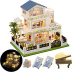 DIY Miniature House Kit, Mini House Kit for Beginners, Mayberry Street Miniatures, Model Building Craft Diorama Kit, Ideal Gifts for Birthday, Christmas(Blue Mansion)