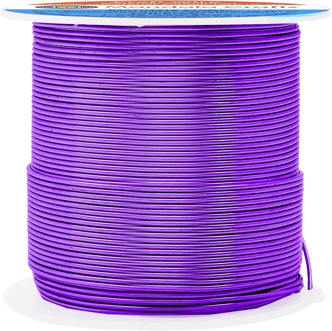 Mandala Crafts 20 Gauge Anodized Aluminum Craft Wire for Jewelry Making - 100 FT Colored Flexible Purple Wire - Bendable for Bonsai Armature Crafting Sculpting