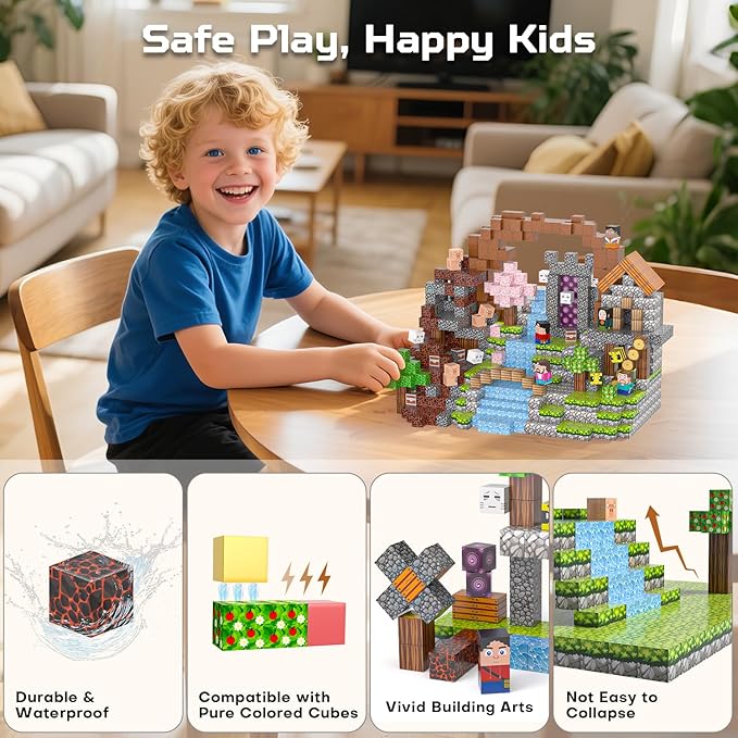 100PCS Magnetic Blocks, Magnet Tiles Toys for Kids, Magnetic Building Blocks Cubes, STEM Montessori Stacking Magnets for Kids, Birthday Gifts for Boys and Girls Age 3+ Years Old