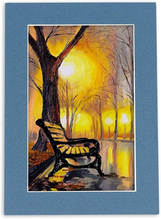 8x10 Mat for 6x8 Photo - Precut Steel Blue Picture Matboard for Frames Measuring 8 x 10 Inches - Bevel Cut to Display Art Measuring 6 x 8 Inches - Acid Free ONE MAT with Backing Board & Clear Bag