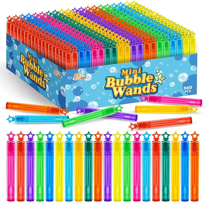 360 Pieces Mini Bubble Wands, Party Favors Assortment Toys for Kids,Themed Birthday, Halloween, Goodie Bags, Carnival Prizes, Wedding, Bubble Maker Outdoor Gifts for Girls & Boys