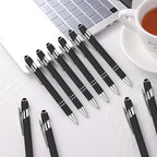 12 PCS 2 in 1 Stylus Ballpoint Pen with Stylus Tip, 1.0 mm Black Ink Metal Pen Stylus Pen for Touch Screens (Silver & Black)