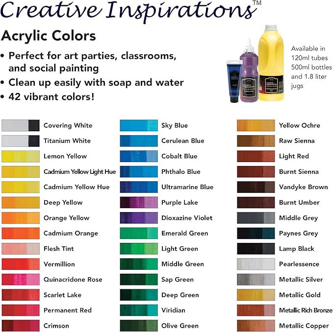 Creative Inspirations Acrylic Paint - Cobalt Blue - 500 mL Bottle - Smooth & Creamy Consistency, Vibrant Pigmentation, Great Coverage for Artists - Clean Up with Soap & Water