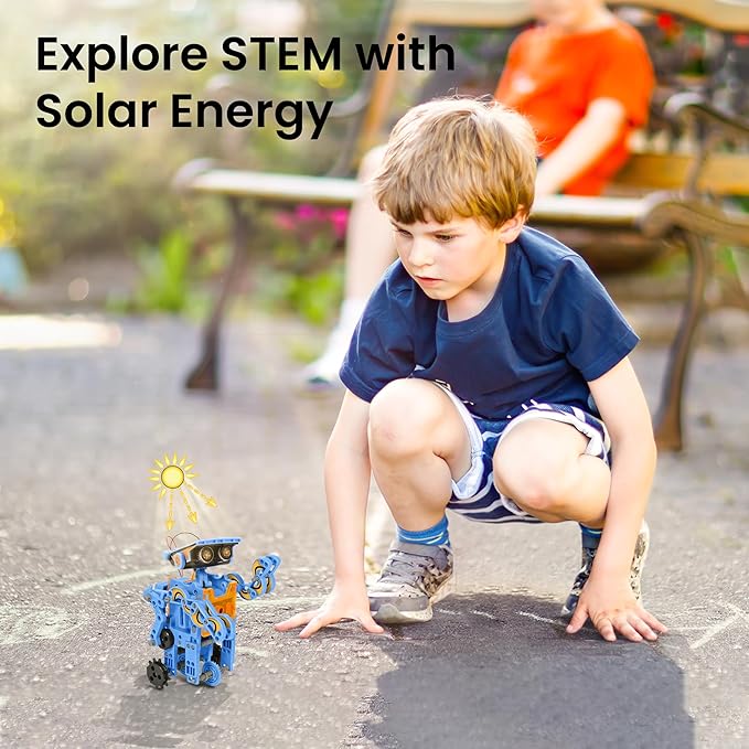 Sillbird Solar Building Robot Kit STEM Gift for Boys Aged 8-13, DIY Science Educational Toys for Kids Teens Birthday, 12-in-1 Solar or Battery Powered Robotic Set with 197 Pieces