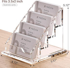 Acrylic Card Holder Clear Horizontal Business Card Organizer Stand for Desk 4 Slots 4 Tier Business Cards Stand for Women and Men,Office Desk Accessories,Organize 200 Cards-1 Pack(4Slots-H)