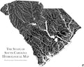 Muir Way Hydrological River Map of South Carolina - Watershed Topographic Wall Art for Home, Office, or Travel Decor - Unframed Flat Paper Print, 24x30