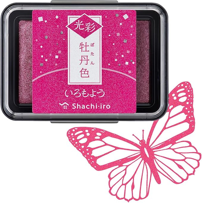 IROMOYO KOSAI Stamp PAD, Traditional, Shimmering Japanese Ink Colour, Oil-Based Ink pad - Pink