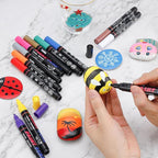White Paint Pens Paint Markers - 12 Pack Permanent Quick Dry Waterproof Marker Pens for Rocks Wood Fabric Plastic Canvas Glass Mugs Metal Tire Stone