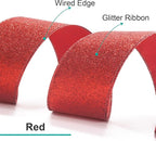CT CRAFT LLC Glitter Wired Ribbon 4" x 10 Yards Red for Christmas Home Decor Bow Gift Wrapping DIY Crafts Wreath