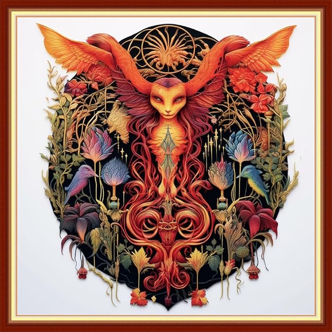 Foxhool Beginners Cross Stitch Kits Stamped Full Range of Embroidery Kits for Adults DIY Cross Stitches kit Embroidery Patterns for Needlepoint kit-Magic Holika 17.7x17.7 inch