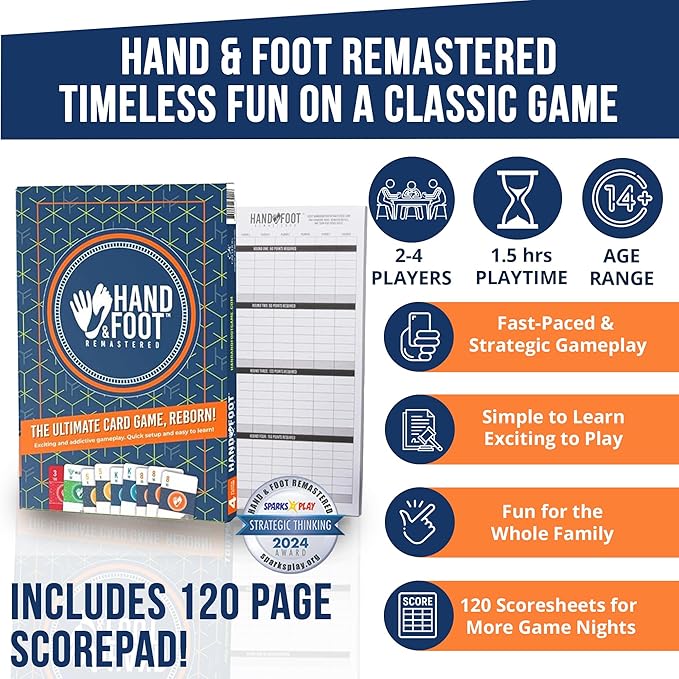 Hand & Foot Remastered 4 Player Edition – Card Game for Adults & Families