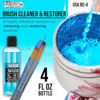 U.S. Art Supply Brush Cleaner and Restorer, 4 Ounce Bottle - Quickly Cleans Paint Brushes, Airbrushes, Art Tools - Cleaning Solution to Remove Dried On Acrylic, Oil and Water-Based Paint Colors